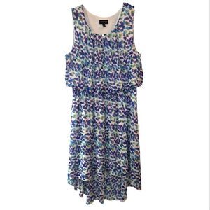 Voir Voir Watercolor Print High Low Dress